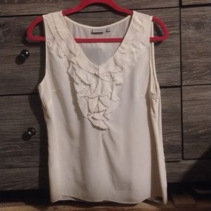 Halogen petite 100% silk ruffled sleeveless blouse